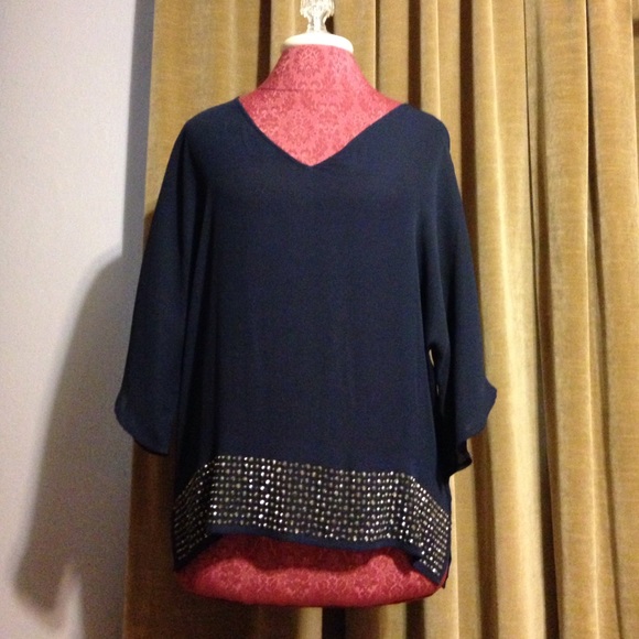 Michael Kors Gorgeous navy beaded top.  Size S