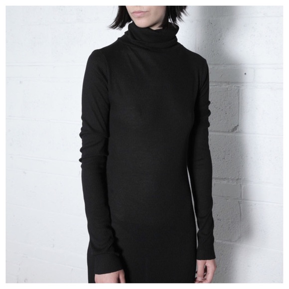 ❌SOLD❌ Ovate Ribbed Cotton Turtleneck Midi Dress - Picture 2 of 4