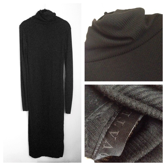 ❌SOLD❌ Ovate Ribbed Cotton Turtleneck Midi Dress - Picture 4 of 4