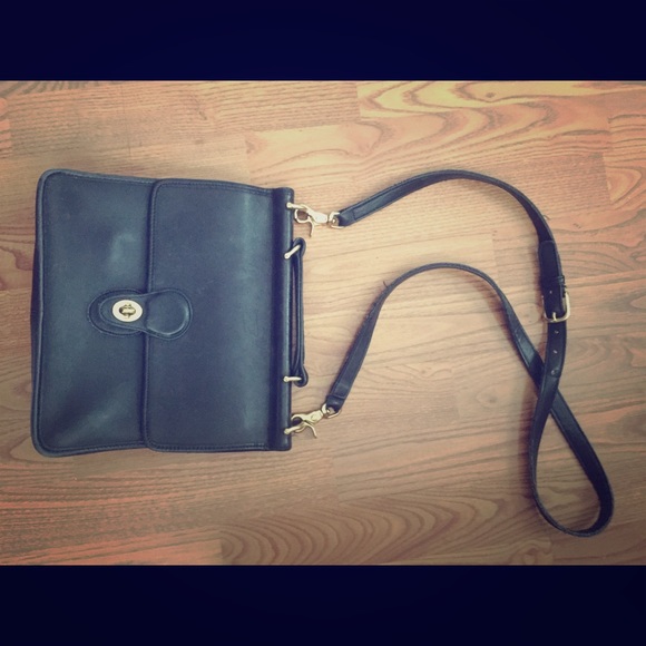 Vintage Black leather coach cross body