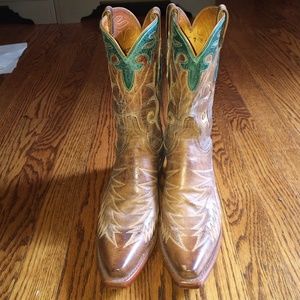 Authentic Brown and Teal Cowboy Boot size 7