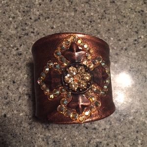 Copper & crystal cuff