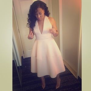 🚨SOLD🚨ASOS Scuba Backless Halter Full Midi Dress