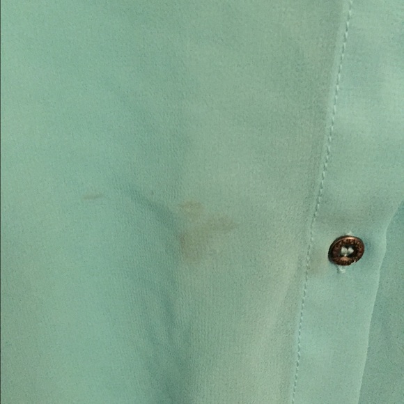 blue chiffon button down with tie - Picture 3 of 4