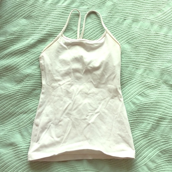 Lululemon white workout/yoga tank w/ built in bra