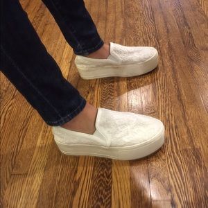Forever 21 white platform slip-ons