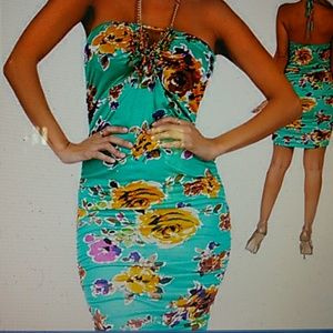 Women's Junior Large Beaded Print Mini Dress