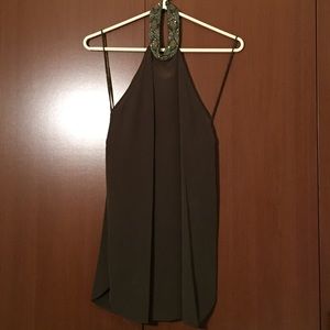 High neck embellished top