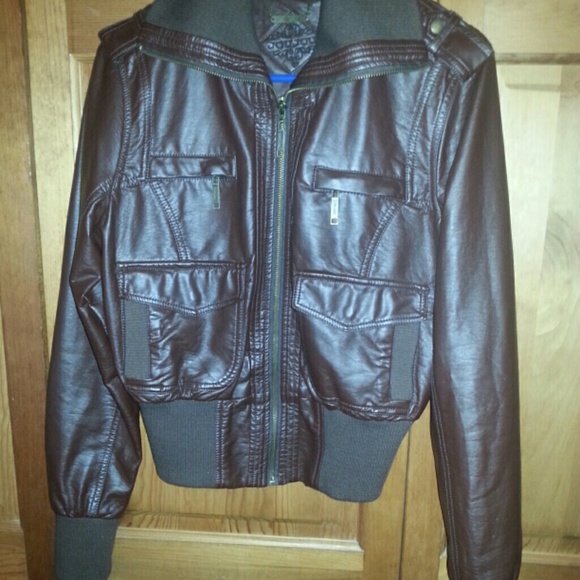 JouJou Faux Leather Bomber Jacket