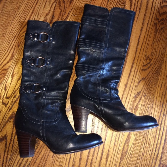 Black Leather Frye Boots Fiona 3 Strap size 7