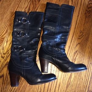 Black Leather Frye Boots Fiona 3 Strap size 7