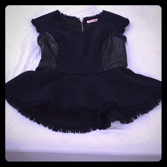 Rebecca Taylor Tweed and leather Peplum top