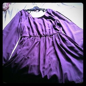Short long sleeve plum dress