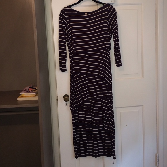 Super Soft 3/4 Sleeve Purple Stripe Maxi size M - Picture 1 of 2