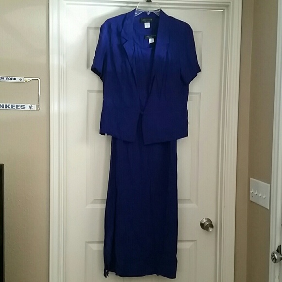 2 piece long blue dress with a 1 buttoned shirt