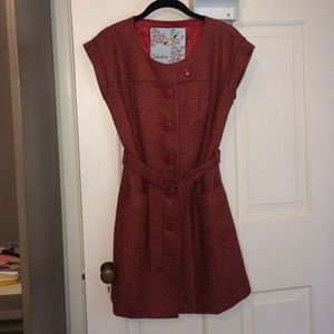 Burnt Orange Shift Dress with Button Detailing, 4