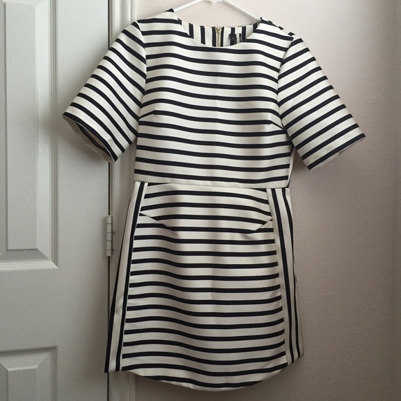 Topshop Satin A-Line Striped Dress