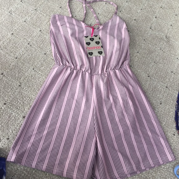 Striped cross back romper - Picture 1 of 1
