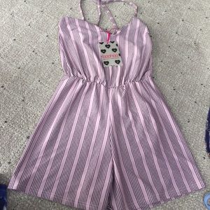 Striped cross back romper