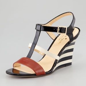 Kate Spade Strappy Striped Wedge Sandals