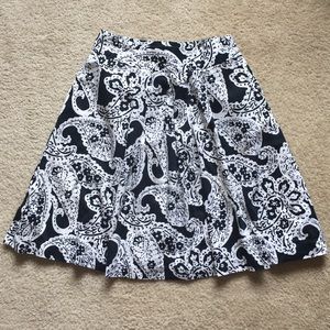Paisley Print Knee Length Full Skirt