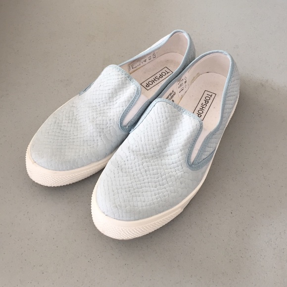 Pastel blue slip on sneakers