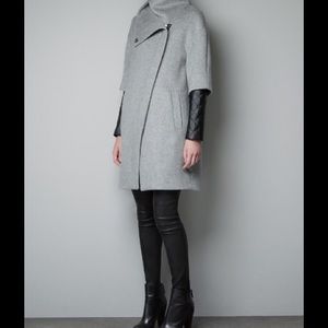 LOOKING FOR  gray zip coat & faux leather sleeve