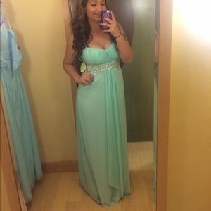 Mint green long prom dress!