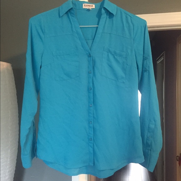Blue button down blouse