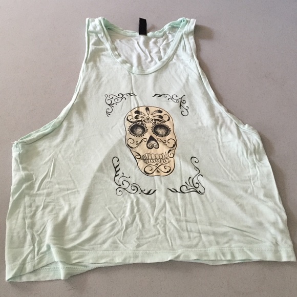 Day of the dead skull cropped muscle tee