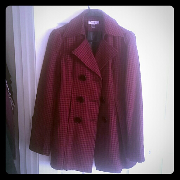 Pink and black peacoat