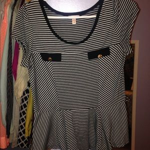 Peplum short-sleeve striped blouse BONGO