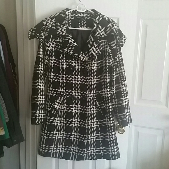 Black and white peacoat