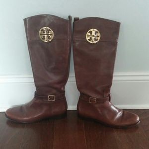 Tory Burch Brown Patterson Riding Boots 9.5