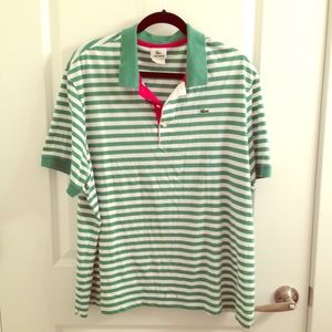 Men's Lacoste Green Striped Polo