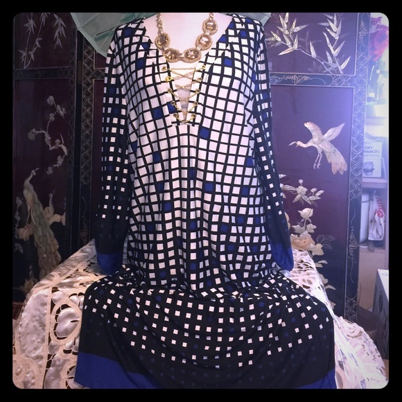 Blue and White squares design Dress