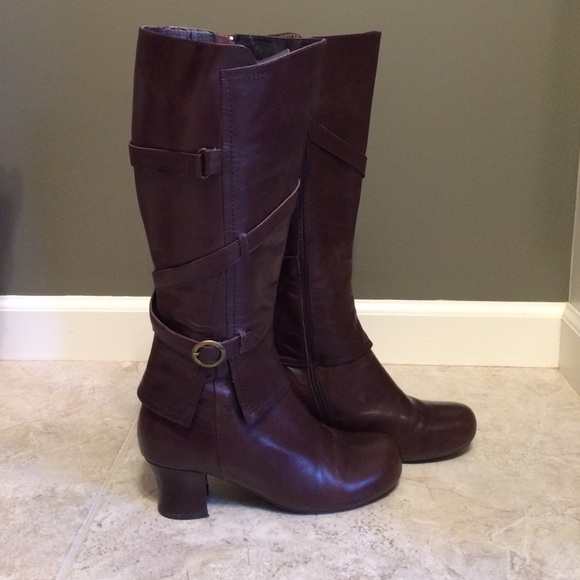 Miz Mooz brown buckle boots size 7.5