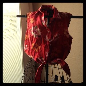 Vintage Hawaiian half shirt! Ties and button up