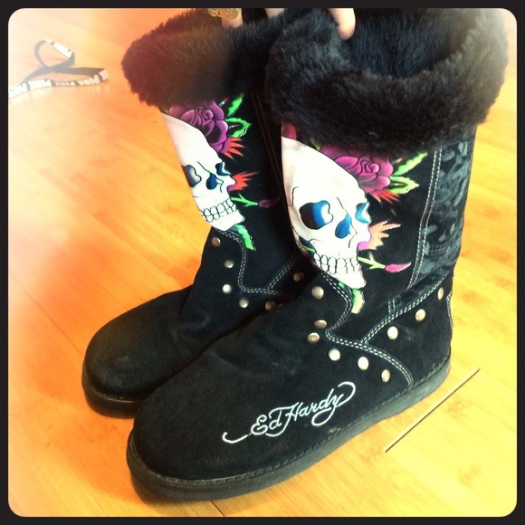 Ed hardy skull boots