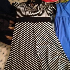 A black and white striped dress