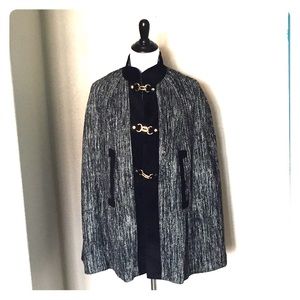 Milly of NY tweed / suede cape with arm holes Sz 4