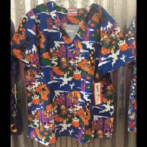Fashion Scrubs print top-2X Halloween night
