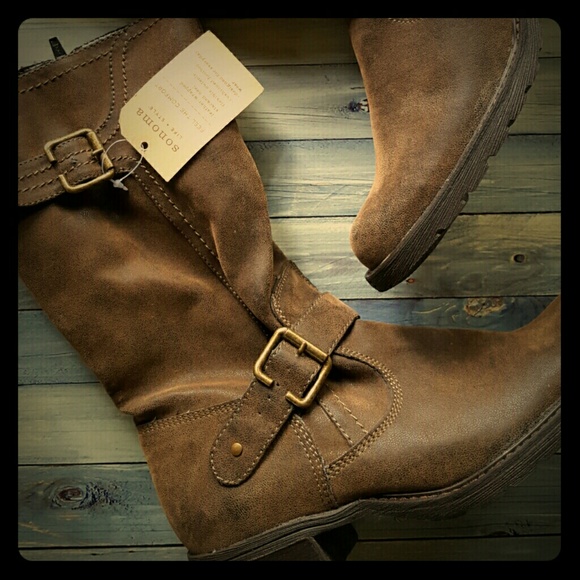 Faux leather riding boots