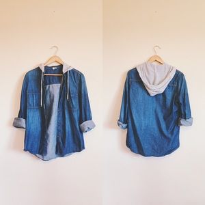 Navy Blue Empyre Hooded Button Down