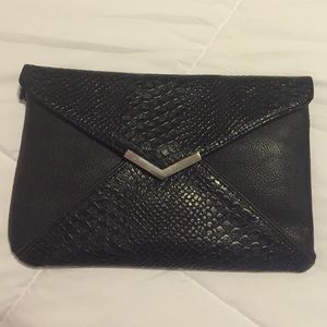 Black Faux Leather Clutch