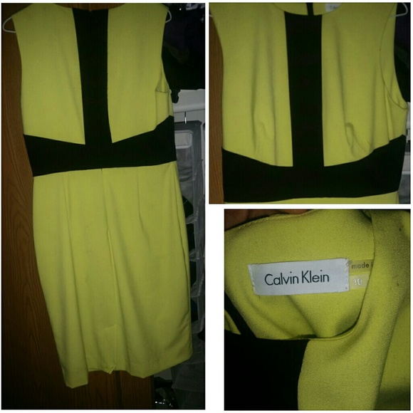 Calvin Klein Lime Green & Black Dress