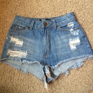 high wasted jean shorts