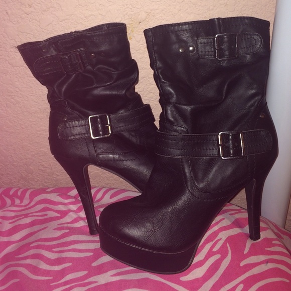 Black leather boots
