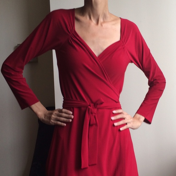 Red wrap dress