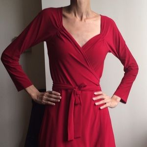 Red wrap dress